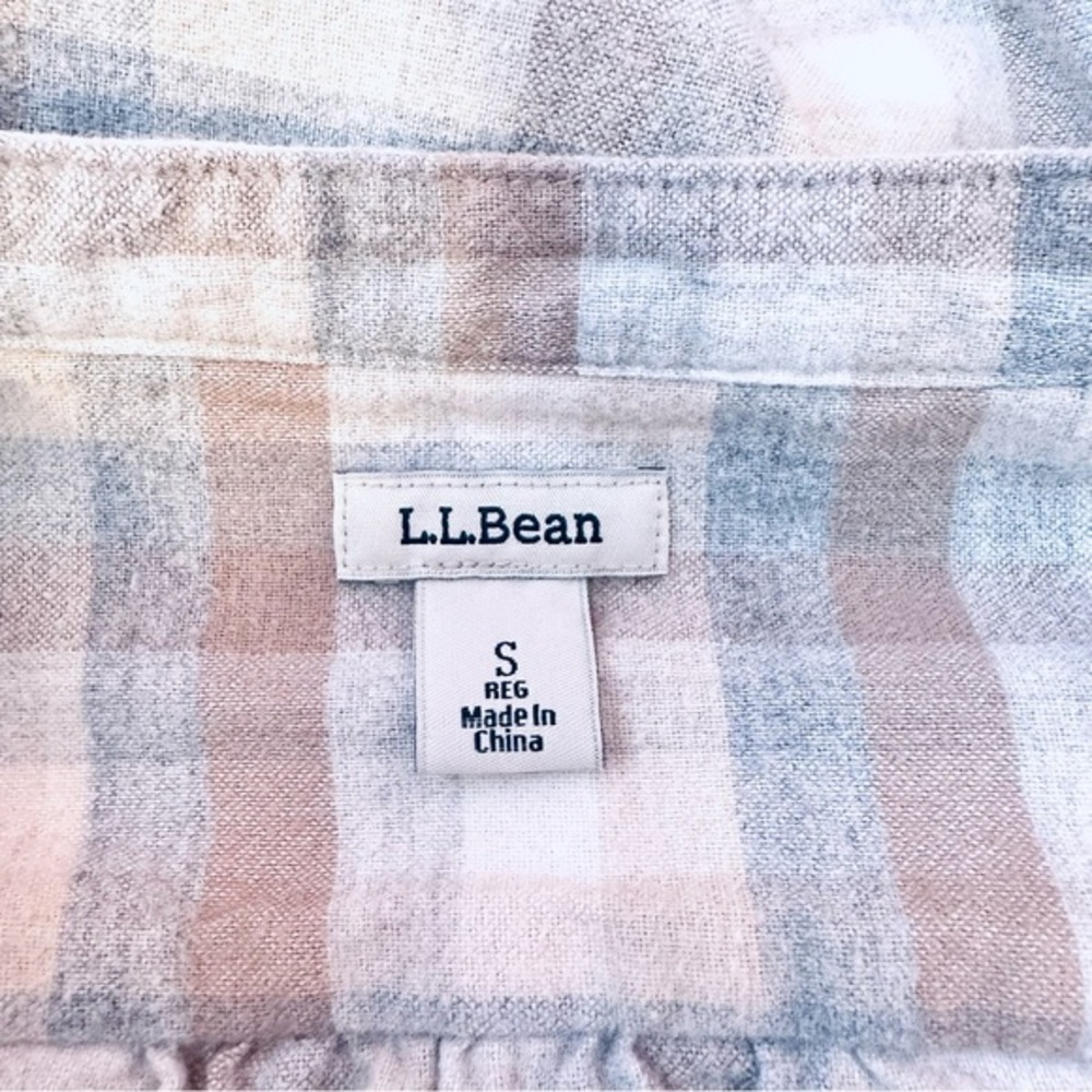 LL BEAN Women's Plaid Flannel Shirt Size Small Soft Cotton Collarless 290384 - Picture 5 of 6